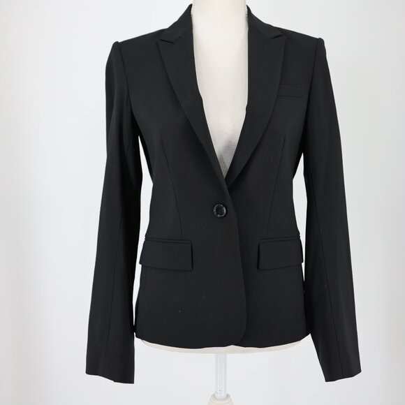 Theory Womens Black Gabe B3 Sevona Wool Stretch Blazer Size 4 Minimalist Classic - Picture 2 of 11